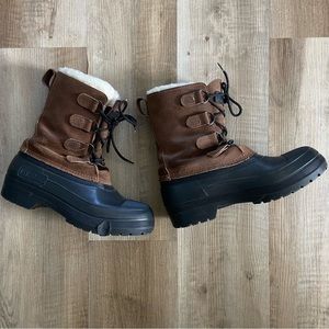 LL BEAN Brown Suede Leather Lace Up Winter Snow Boots 7